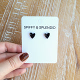 Hand Drawn Heart Studs - Black