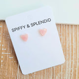 Hand Drawn Heart Studs - Pink