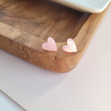 Hand Drawn Heart Studs - Pink