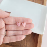 Hand Drawn Heart Studs - Pink