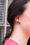 Hand Drawn Heart Studs - Black