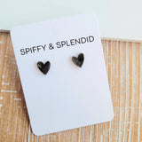 Hand Drawn Heart Studs - Black