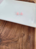 Hand Drawn Heart Studs - Pink