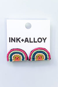 Seed Bead Rainbow Post Earrings by INK+ALLOY