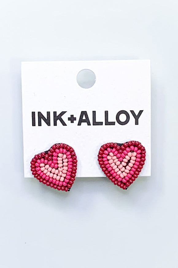 Heart Seed Bead Earrings by INK+ALLOY