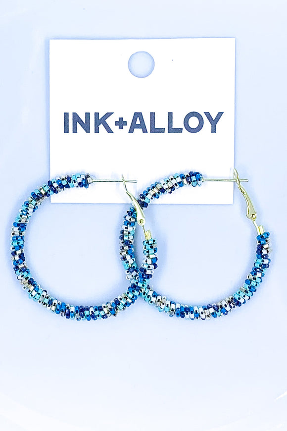 Small Beaded Hoop Lever Back Earrings by Ink+Alloy