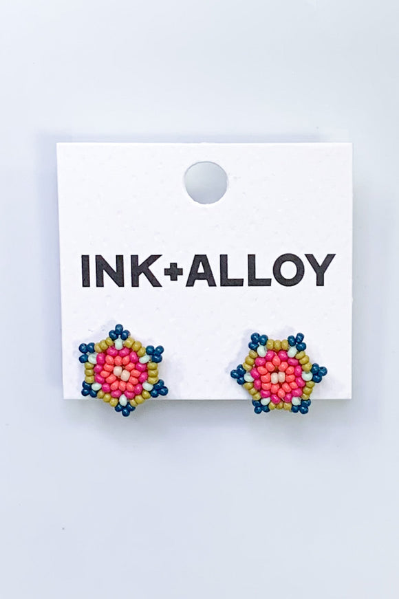 Seed Bead Flower Post Earrings by INK+ALLOY