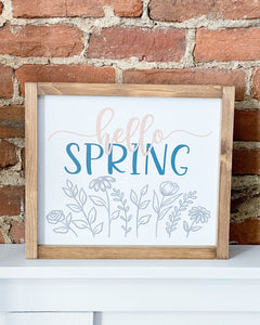 Hello Spring Wooden Sign
